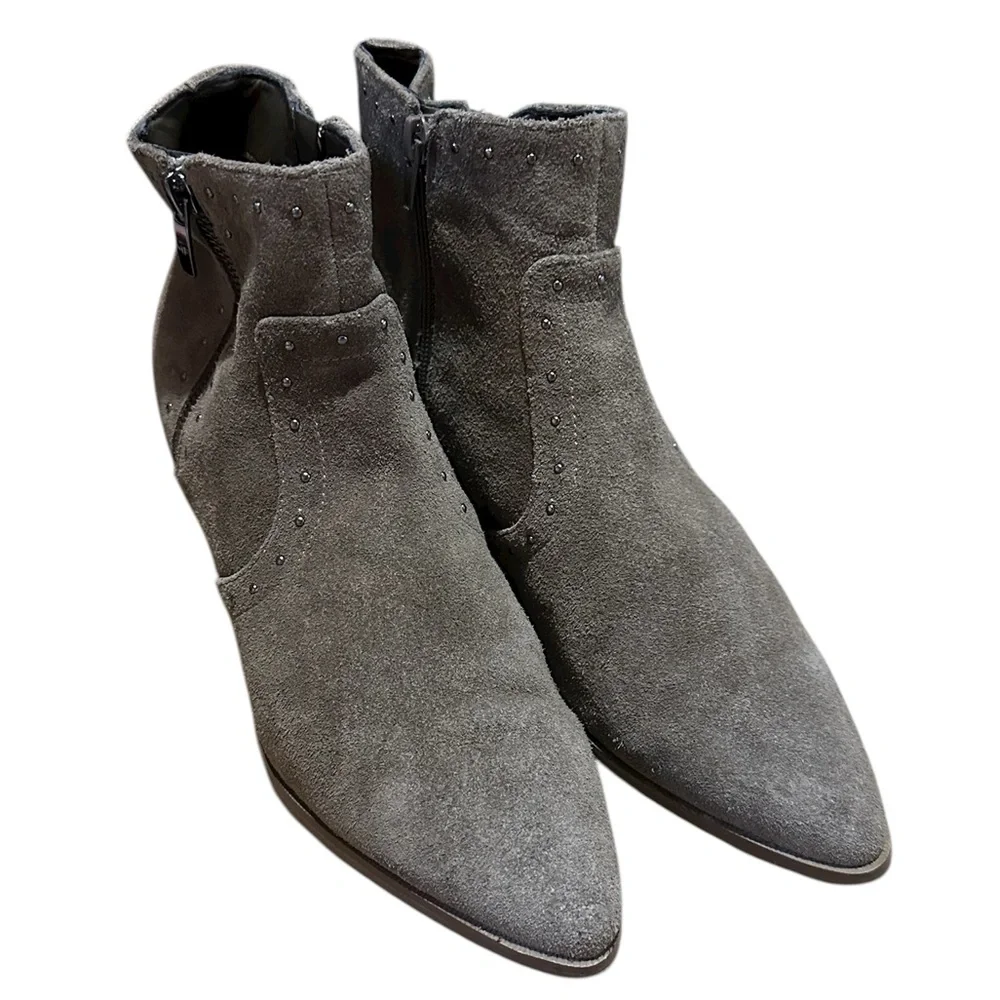 Marc Fisher Wanda Suede Studded Ankle Booties Gray Taupe Color  Size 8.5
